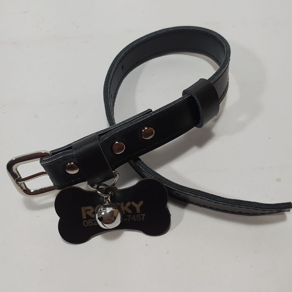 Kalung Anjing Puppy Kulit Asli Custom Nama / Gratis Ukir Nama / Kalung Anjing Custom Sultan Leathers