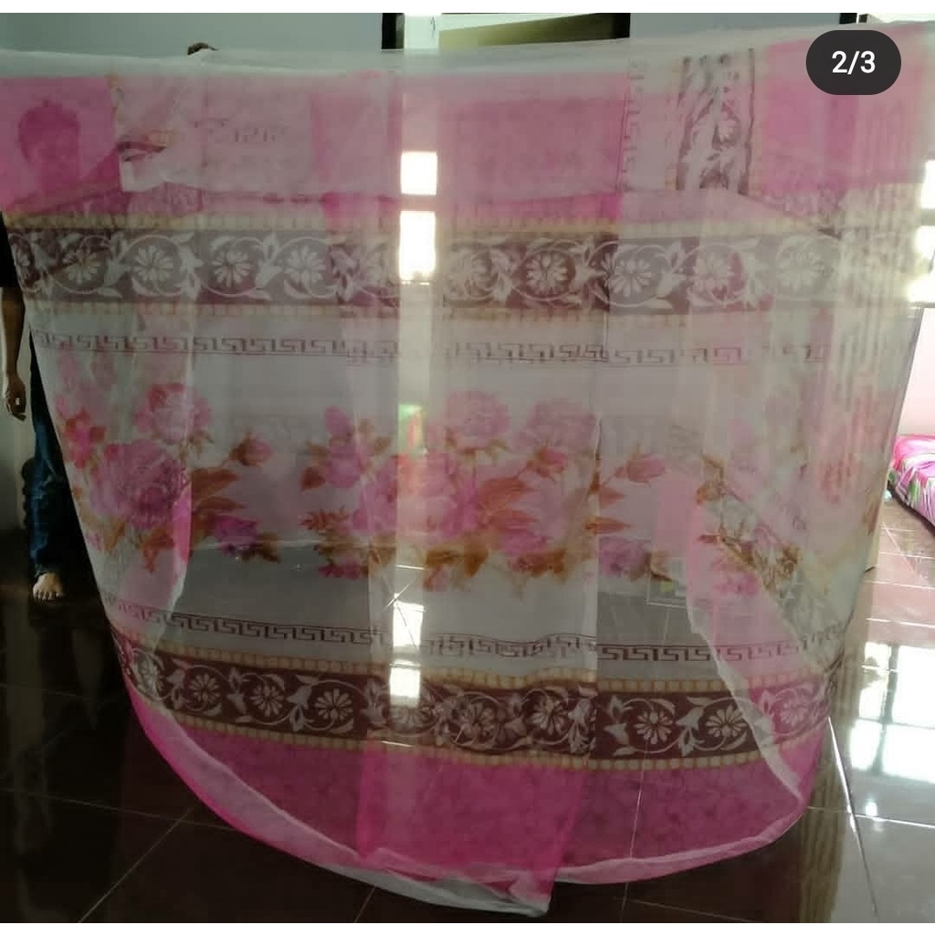 KELAMBU ANTI NYAMUK MURAH PROMO - KEAMBU TEMPAT TIDUR DEWASA KOTAK GANTUNG MOTIF BUNGA Ukuran 180x200 cm