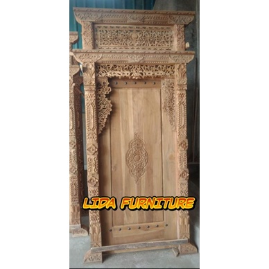 pintu gebyok ukir buat kamar rumah satu pintu