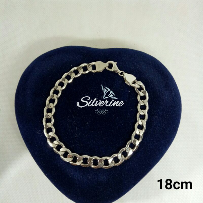 Silver 925 GELANG RANTAI PRIA PERAK LAPIS EMAS PUTIH RHODIUM