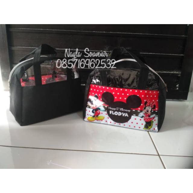 

CUSTOM tas souvenir ultah model busur mickey hitam