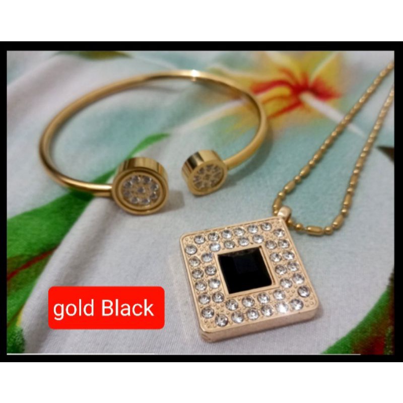 Kalung dan Gelang Quantum Pendant Gold Hitam