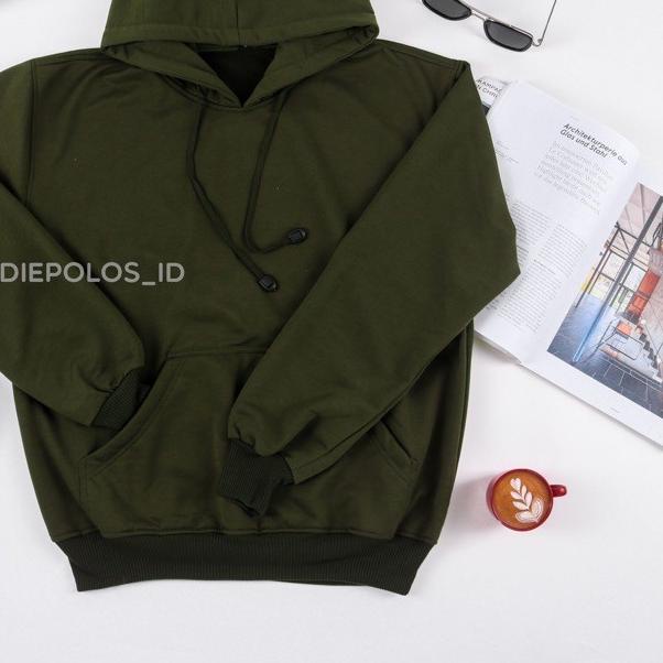 ✼ HOODIE POLOS JUMPER HIJAU ARMY SIZE M - XXL PRIA & WANITA ✮