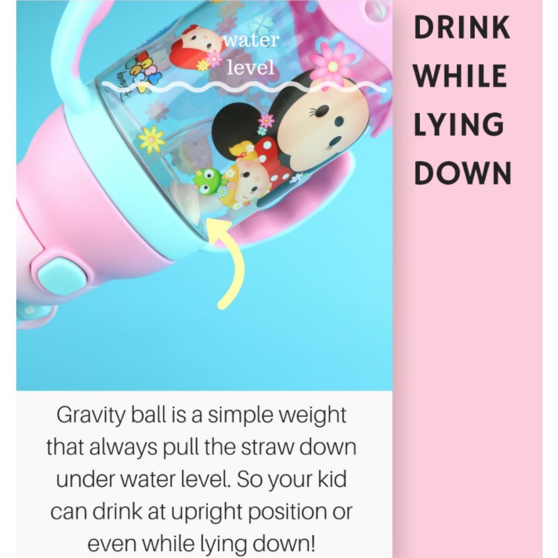 ORIGINAL DISNEY Tsum Tsum training With Straw BPA-Free 400ml-N4261