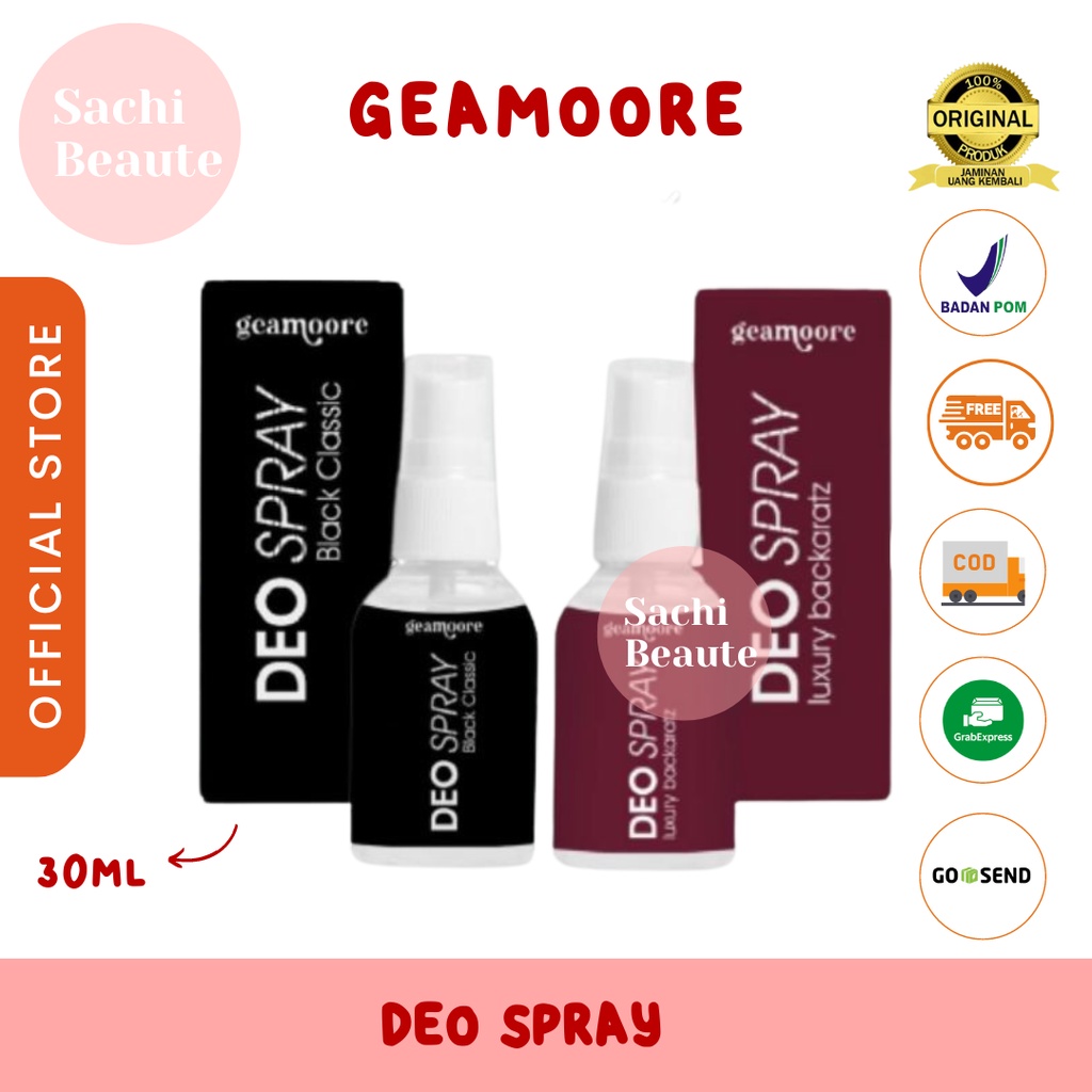 Geamoore Deodorant Spray Deo Spray With Tawas Alami 30 ml Pencerah Penghilang Bau Badan Obat Ketiak Bau Dan Basah Hitam Deodoran Tawas Spray Deospray Parfum Pewangi Ketiak Dan Pemutih Ketiak BPOM Original