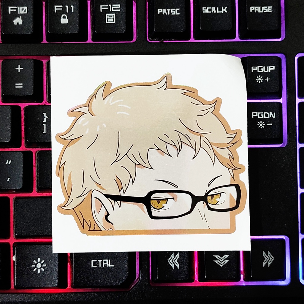 STICKER STIKER HOLOGRAM ANIME - TSUKISHIMA -HAIKYU - STIKER ANIME HOLOGRAM