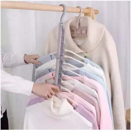 GANTUNGAN BAJU INSTAN SERBAGUNA 9 IN 1 / GANTUNGAN PAKAIAN LEMARI / MAGIC HANGER 9 IN 1