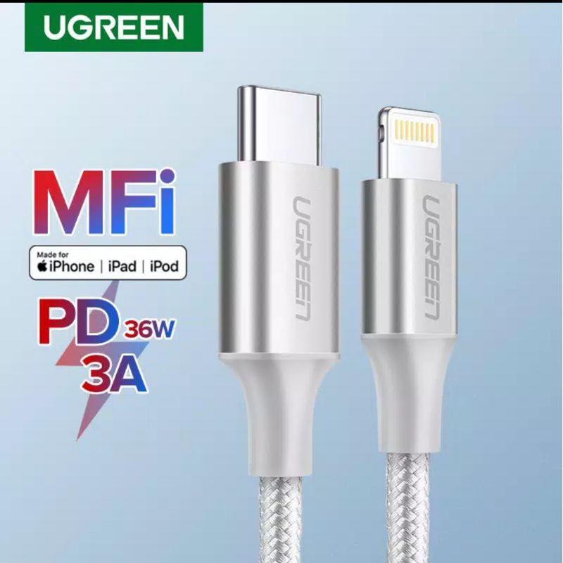 Ugreen Kabel Lightning MFi Support For Ip 13 14 12 8 9 11 X XR XS X Max - Ugreen Kabel Mfi Support Power Delivery 3A