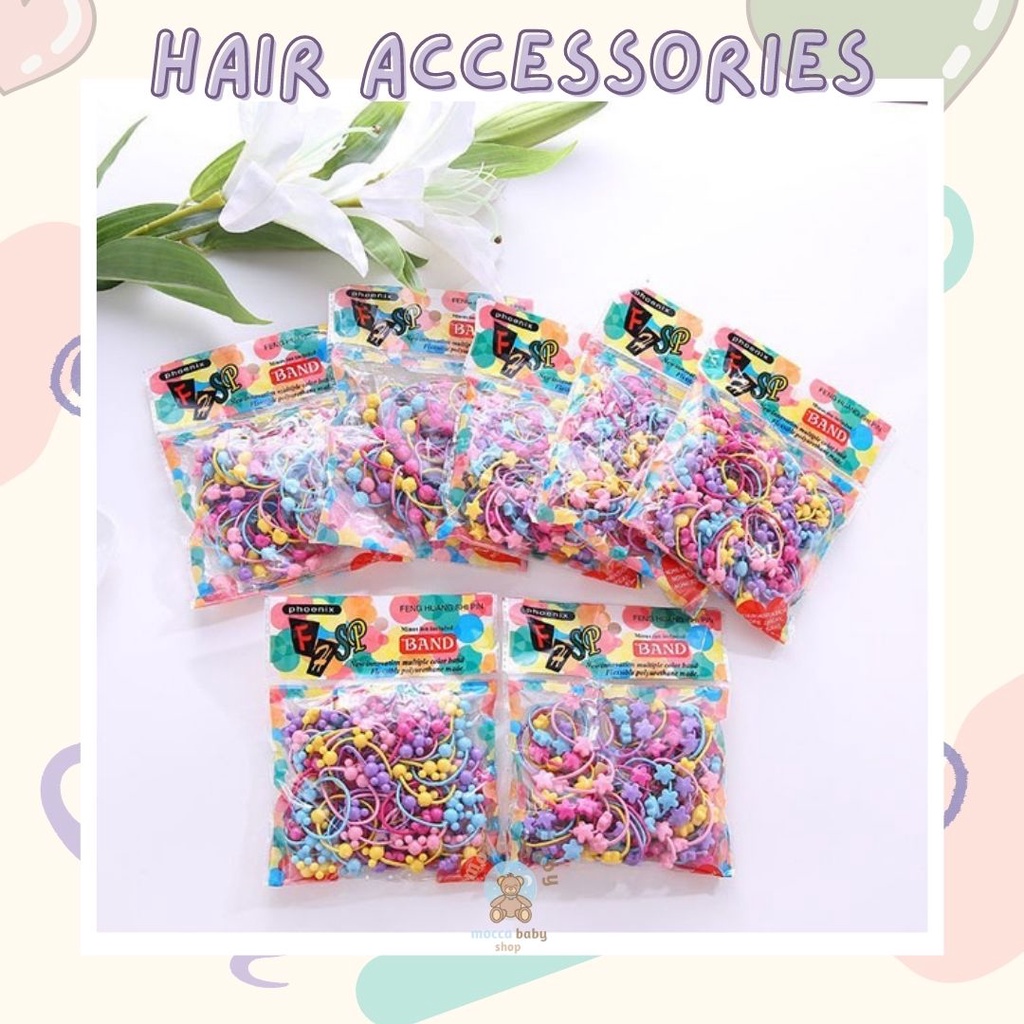 MBSS - IKAT MIN-NIE MIX Ikat Rambut Anak Karakter Lucu / Kuncir Rambut Anak Perempuan Warna Warni isi 50 Pcs