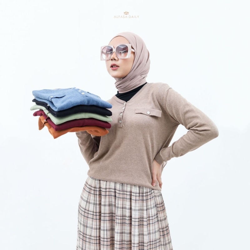 COD | Yumna Knit by Alfasa Daily Ori | Baju Atasan Wanita | Baju Rajut