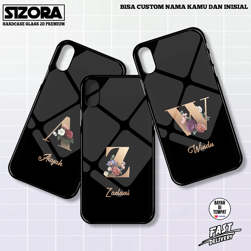 CASE CUSTOM INISIAL NAMA  BISA REQUEST NAMA SUKA SUKA HARDCASE GLASS KACA 2D PREMIUM FOR ALL TYPE PO