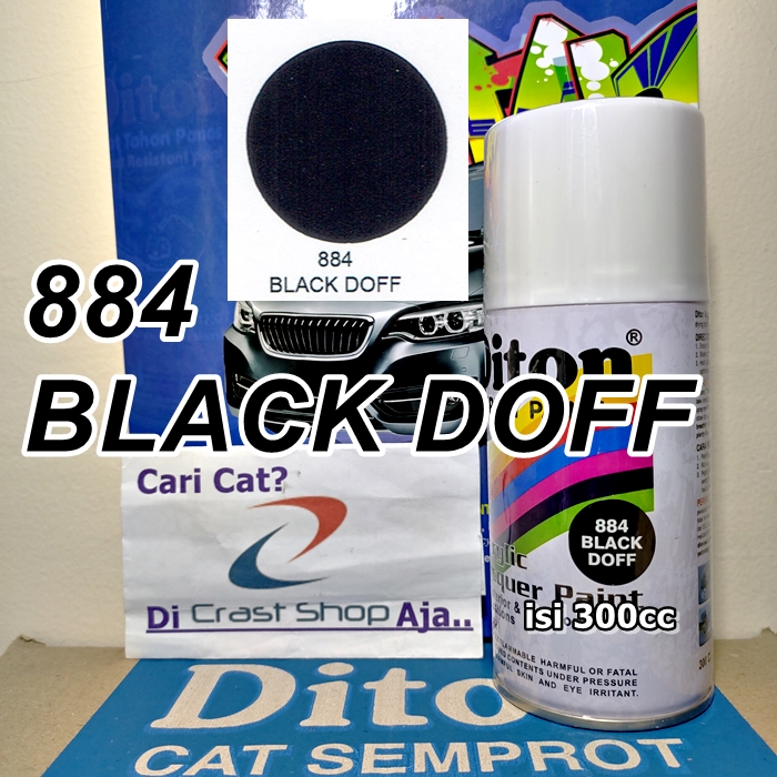 Cat Pilox DITON Black Doff 884 300cc warna Hitam dop matte pilok sepeda motor mobil velg mesin