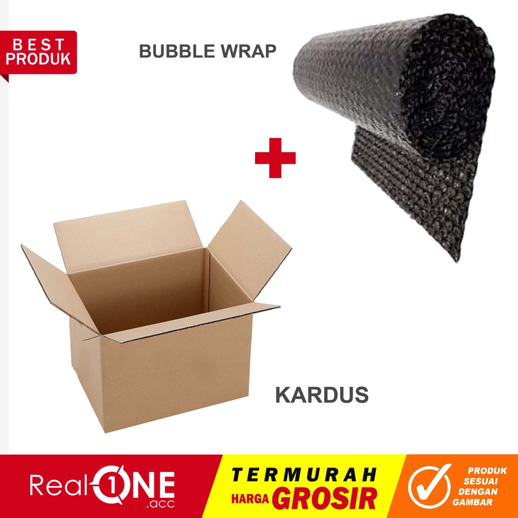 Extra kardus + Bubble wrap pelindung produk anti pecah ataupun rusak kotak coklat- realoneacc