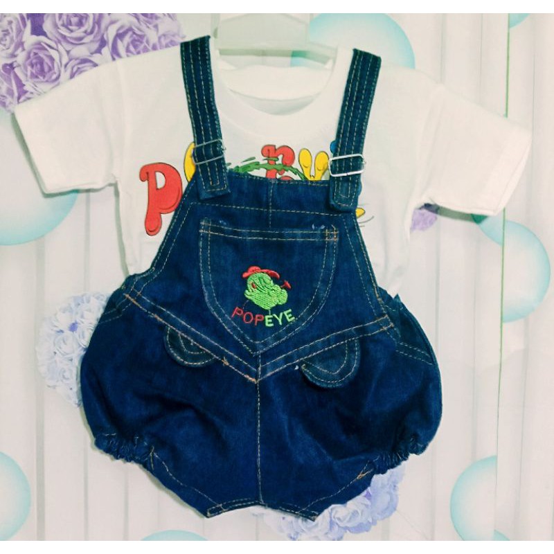 Setelan Baju Kodok jeans  Overall Pop Anak Bayi Laki Laki Usia 6 Bulan - 1 Tahun