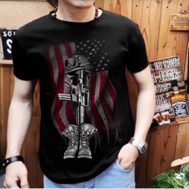 Kaos pria keren terbaru kaos sniper bendera