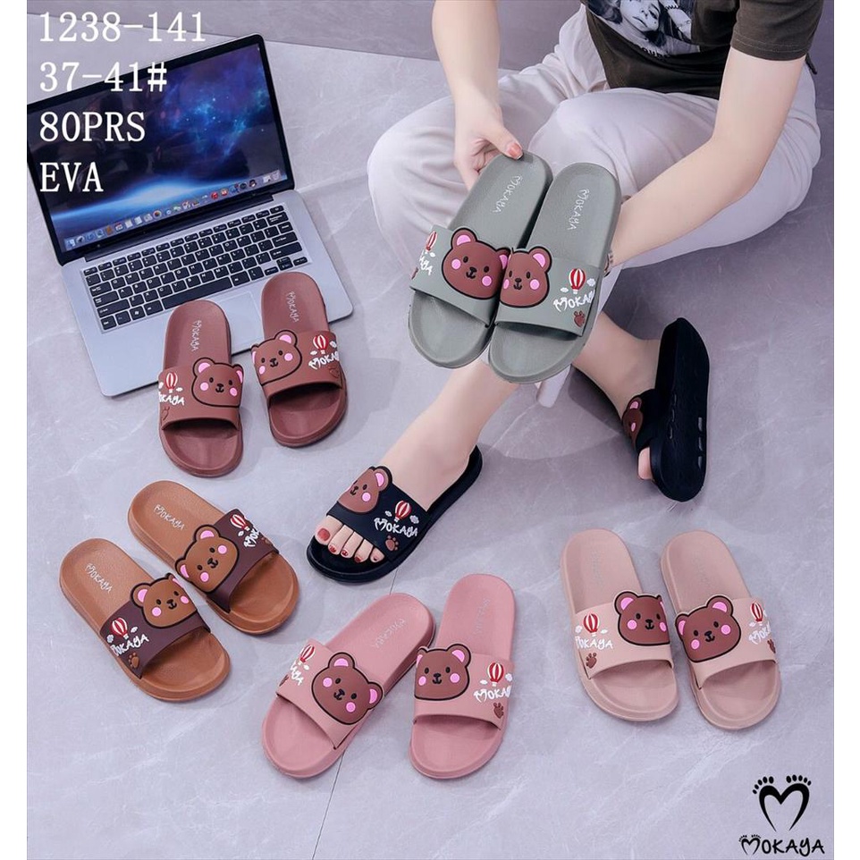 Sandal Slop Jelly Eva Motif Bear Balon Udara Super Cute Keren Kekinian Import Mokaya / Size 37-41 (1238-141)