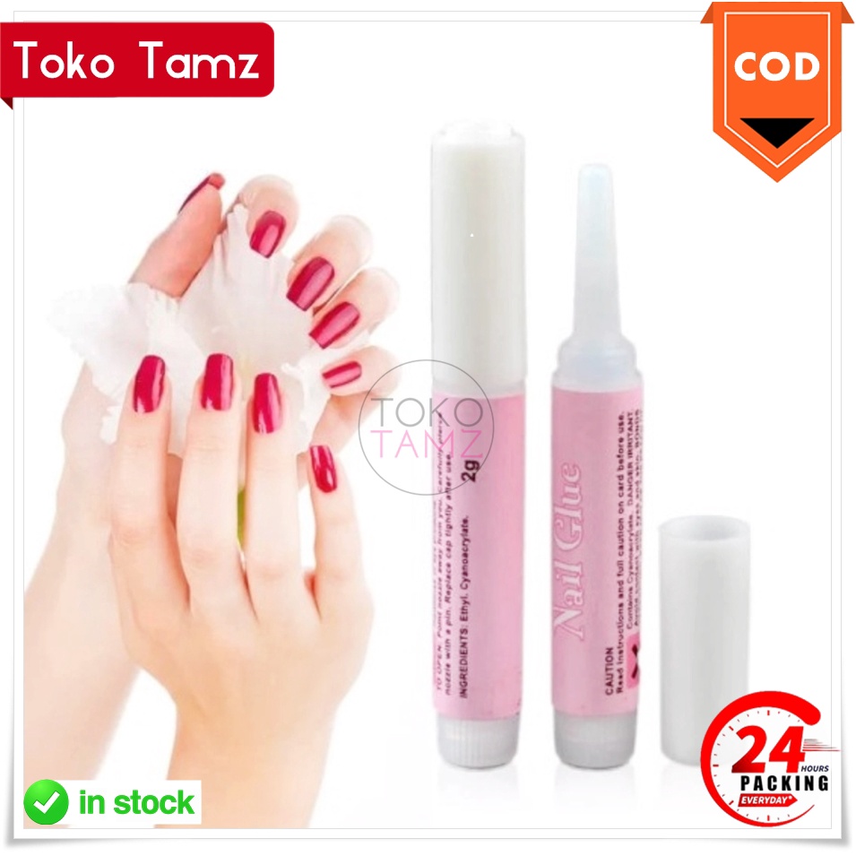 COD MAKASSAR Lem Kuku Palsu Cair Nail Art Glue Fake Nails Pink Wanita Shopee Online Shop Toko Tamz