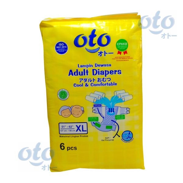 popok dewasa - kesehatan, diapers, perekat  RAK - OTO Diapers Adult  Popok Dewasa model Perekat ukuran XL - isi 6 pcs x 12 1 DUS