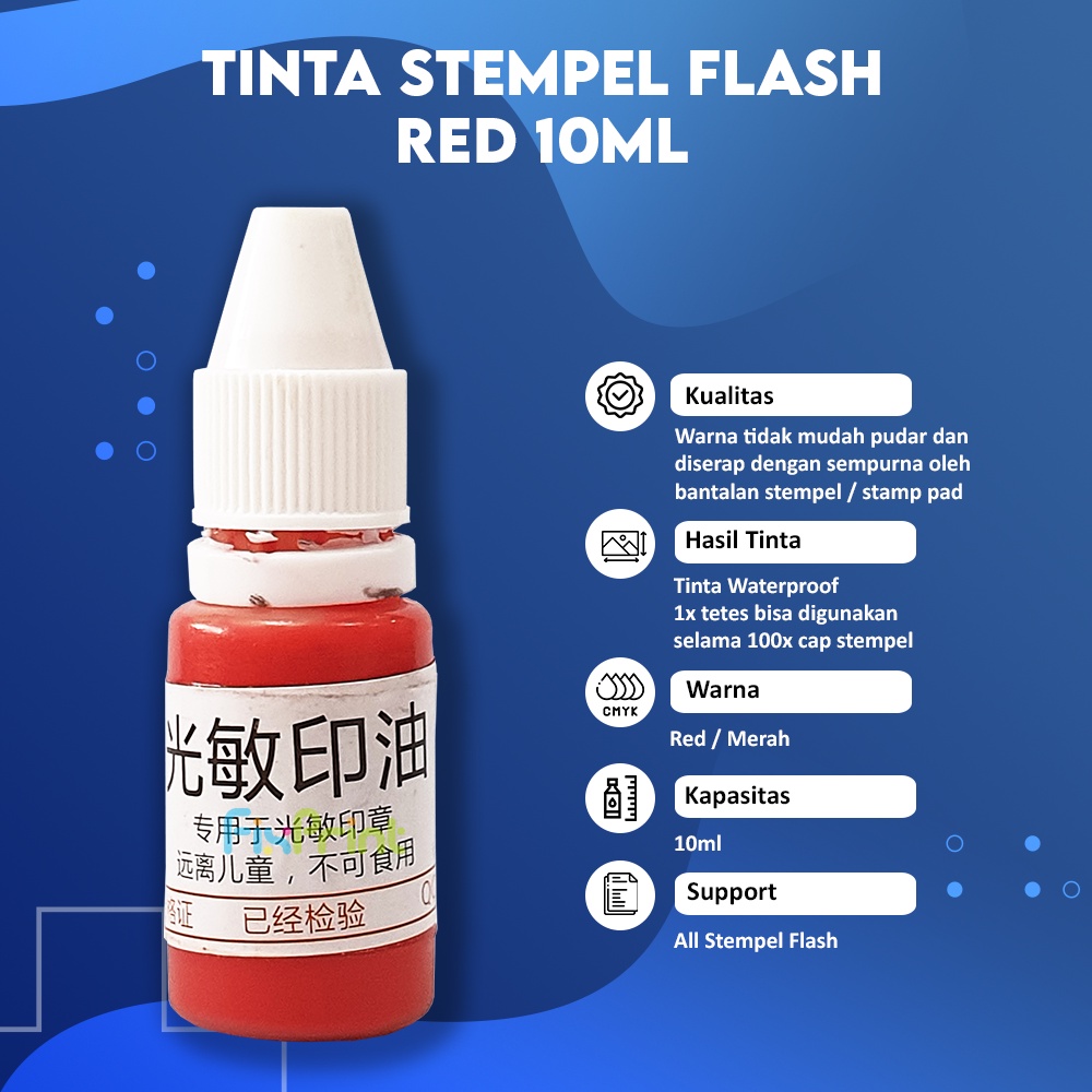 Refill Stamp Ink Waterproof Red 10 ml, Tinta Stempel Flash Red 10ml All Stempel