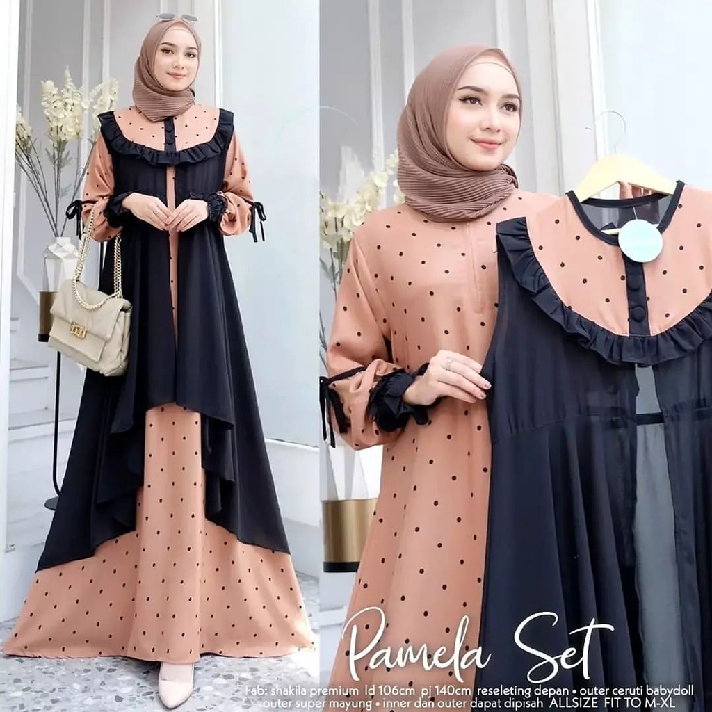 DRESS MUSLIM, baju wanita, baju gamis, dress, gamis, Baju gamis, fashion wanita, Pamela Set B