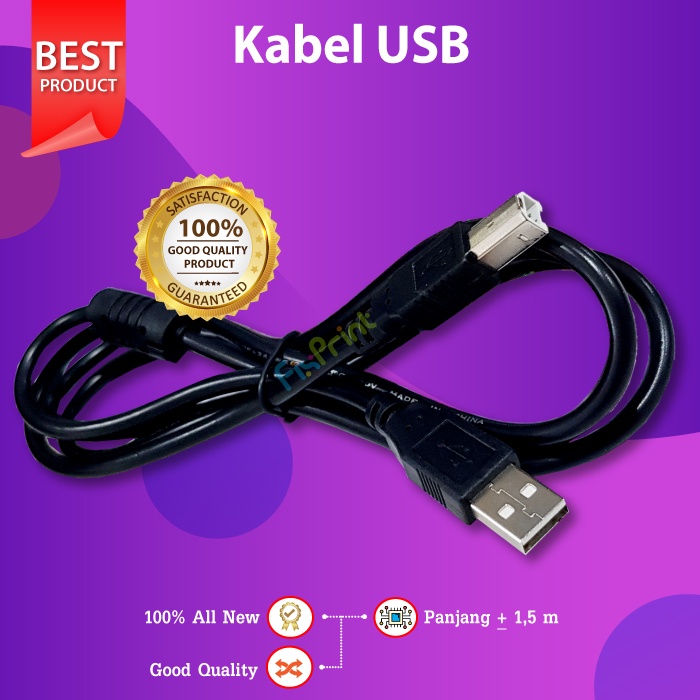 Kabel Power AC 2 Lubang + USB Printer Canon Epson HP Brother Xerox