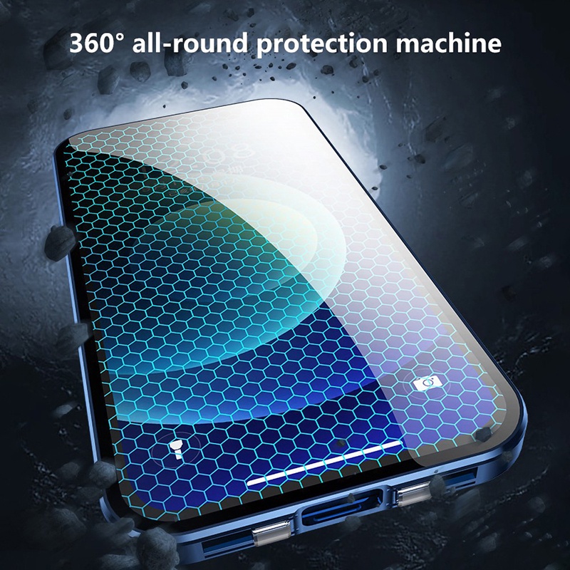 Case Kaca Dengan Magnet Bumper Metal Shockproof Untuk IPhone 13 12 11 Pro Max