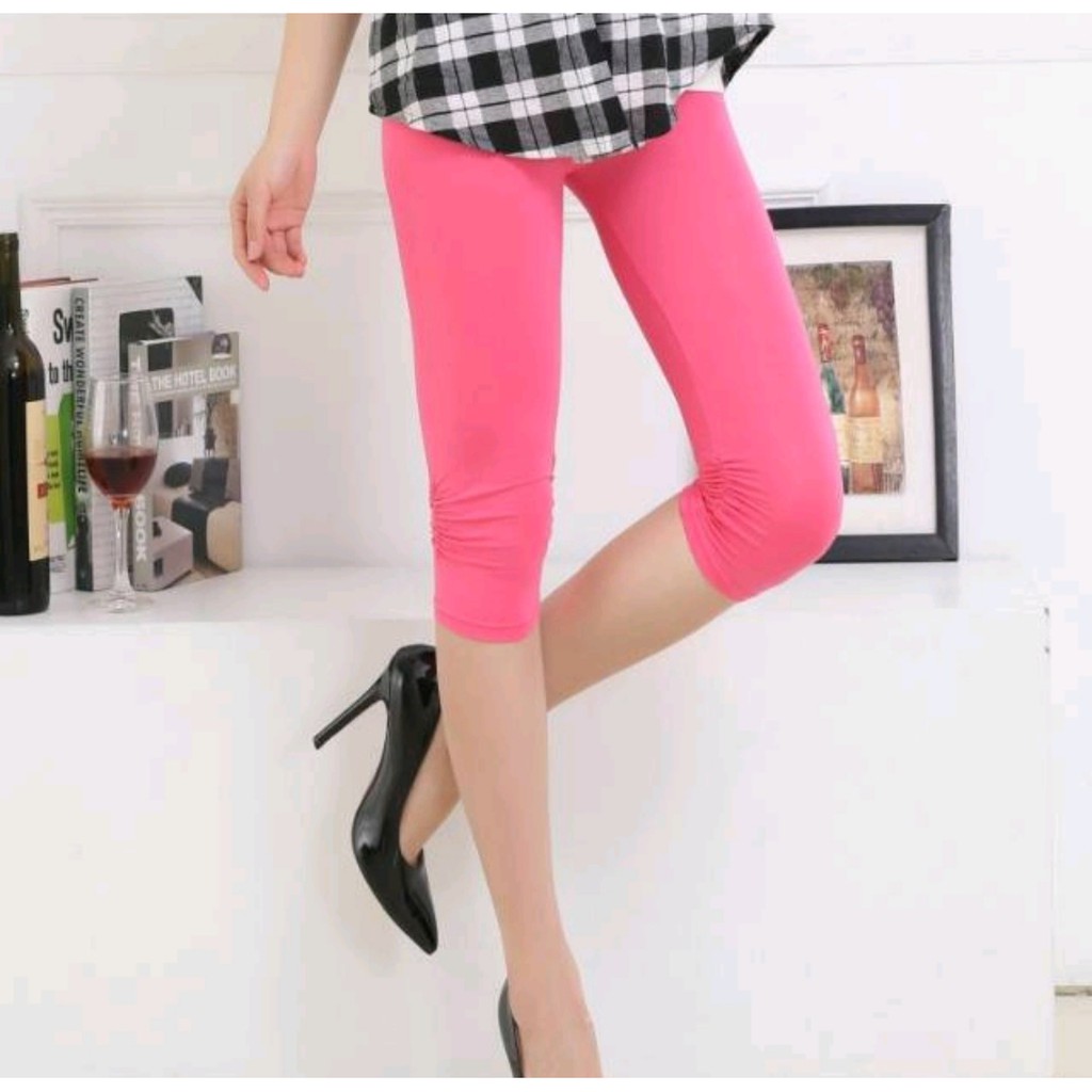 KBR STORE Celana legging Perempuan dewasa Celana Ketat Pendek Wanita Dewasa 3/4 KBR STORE