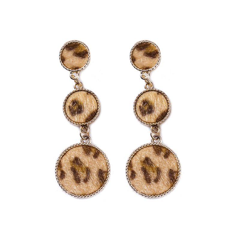 SIY  Women Leopard Print Geometric Round Square Drop Earrings Bamboo Maxi Jewelry