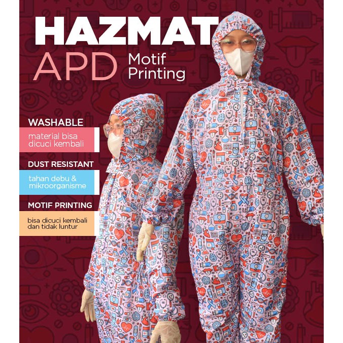 BAJU COVERALL HAZMAT MOTIF PRINTING