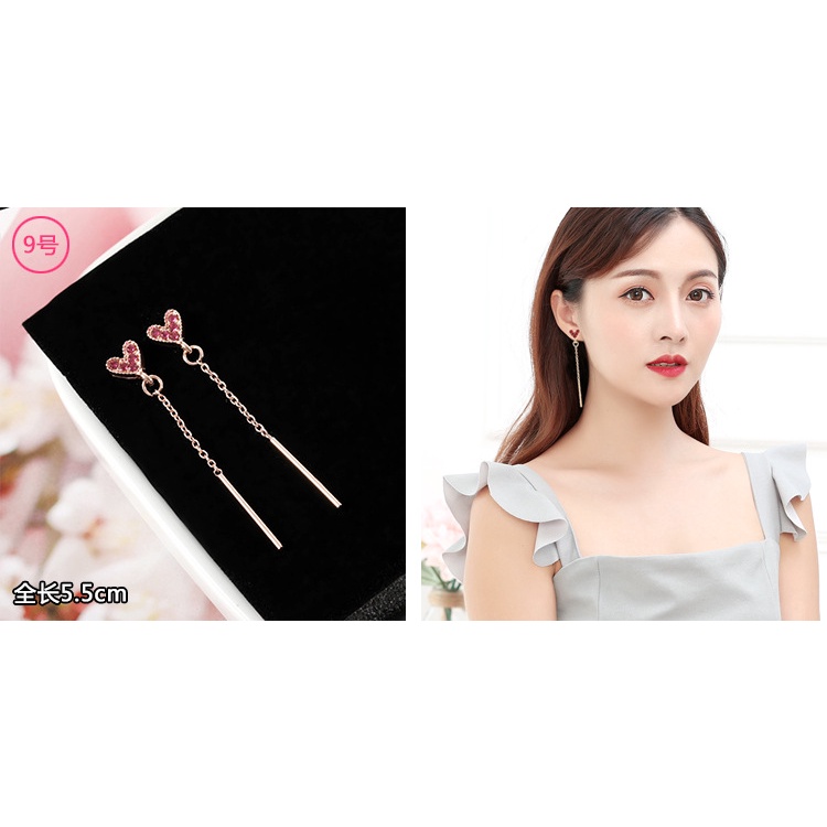 Korea all-match temperamental stud anting-anting internet influencer anting-anting wanita panjang li