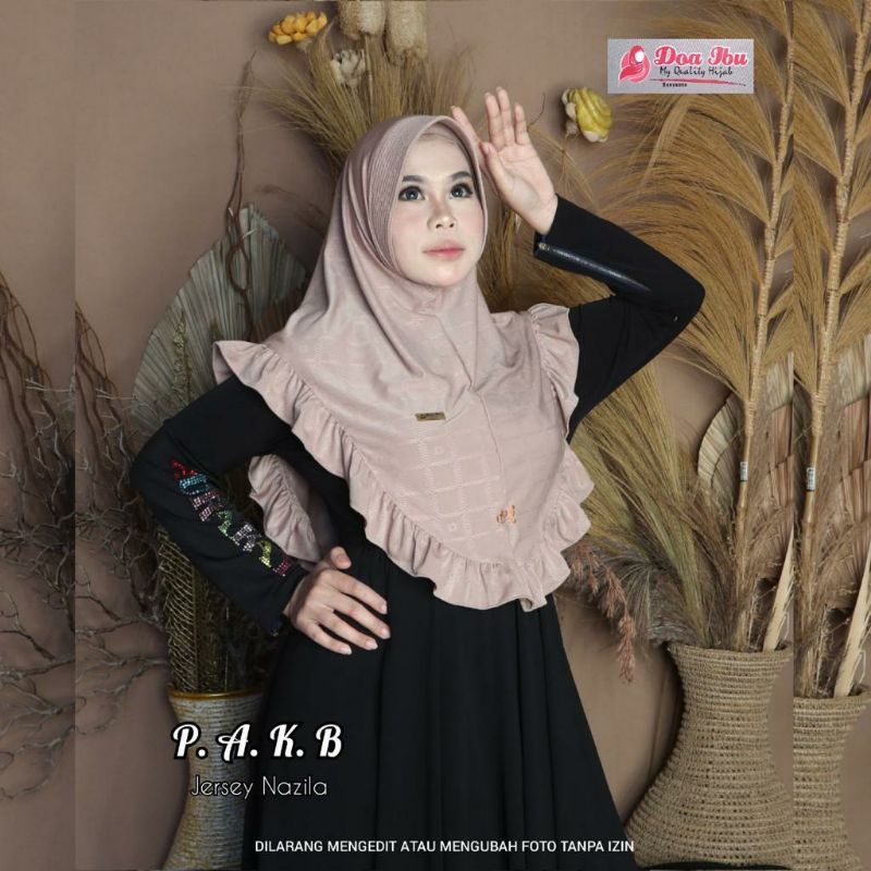 Jilbab doa ibu bergo ped antem kriwil bawah plat besi jersey nazila