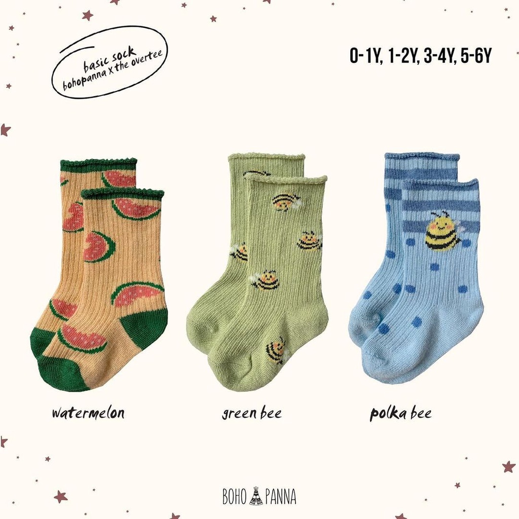 BOHOPANNA BASIC SOCK X THE OVERTEE / KAOS KAKI BAYI DAN ANAK