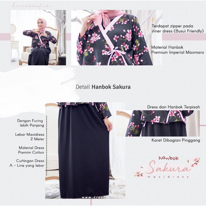 premium hanbok sakura maxidress black by dressofia