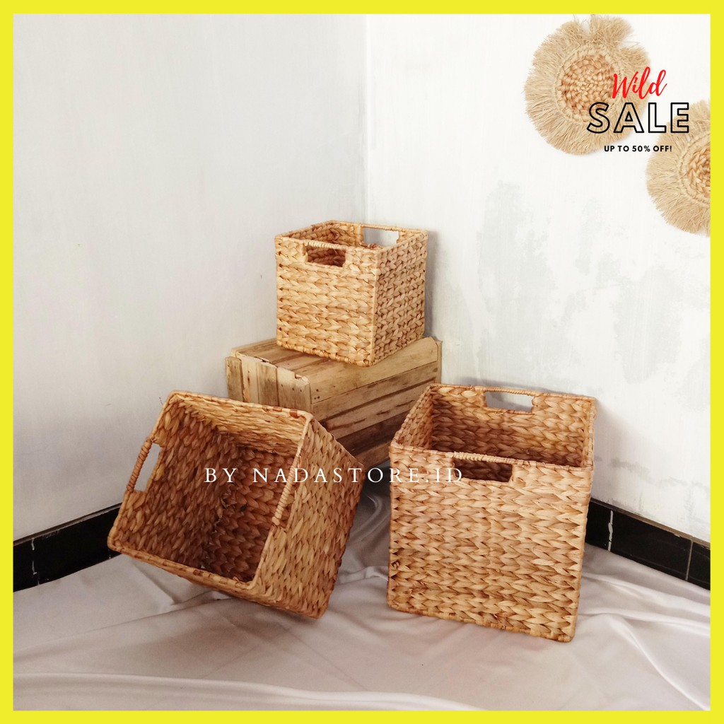 waterhyacinth square storage basket / keranjang anyaman enceng gondok /  / Tempat Penyimpanan / box