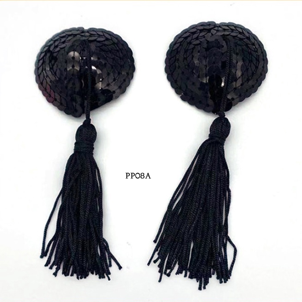 • BEBE • PP08A Penutup Cover Puting Rumbai Nipple Cover Sequin Tassel Hitam