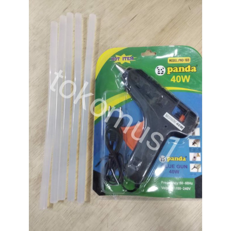 PROMO LEM TEMBAK GLUE GUN 40W PANDA + 5 PCS LEM BAKAR CAIR/LEM LILIN BESAR/HOT MELT KERAJINAN TANGAN