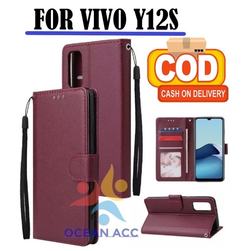 DOMPET HP UNTUK VIVO Y12S NEW LEATHER FLIP CASE VIVO Y12S NEW