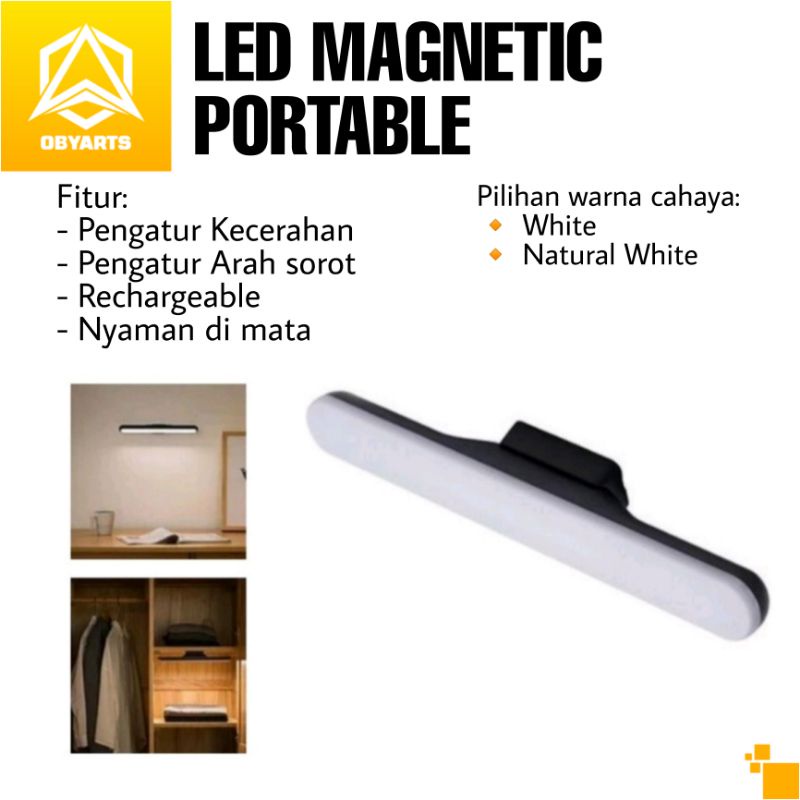 LAMPU LED MAGNETIC PORTABLE RECHARGEABLE LAMPU BELAJAR LAMPU EMERGENCY TEMPEL DINDING MEJA REMOVABLE