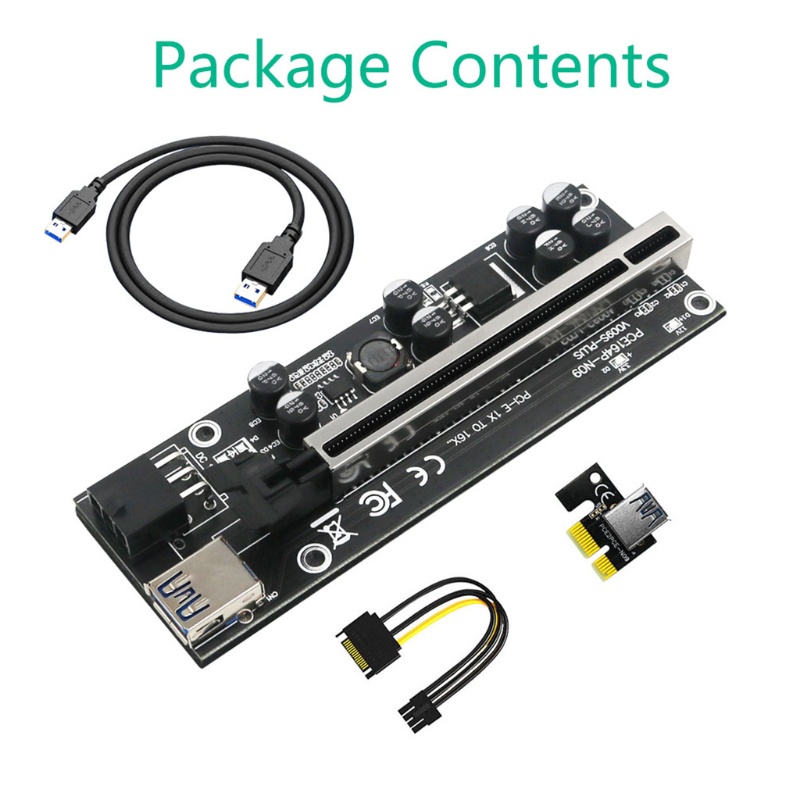 Btsg 6pin Card 15pin PCIE 1X 4X 8X 16x EPCI-E Riser Extender Kawat PCIE USB 3.0 PCI E Riser Gold Graphic Card 6pin Port