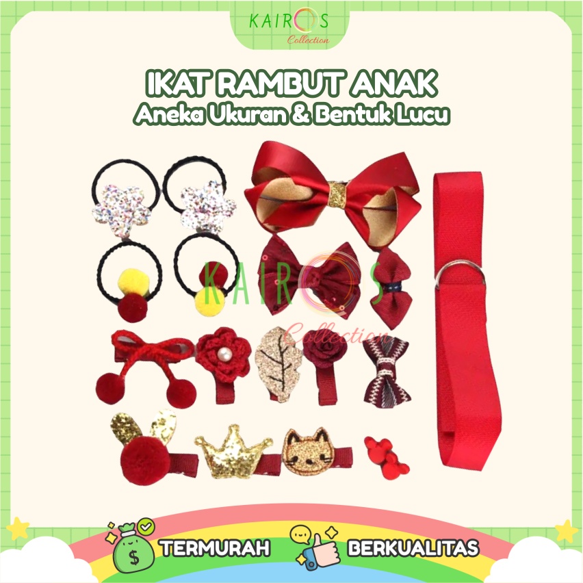 Set Ikat Rambut Anak Aksesoris Pita Anak Jepit Rambut