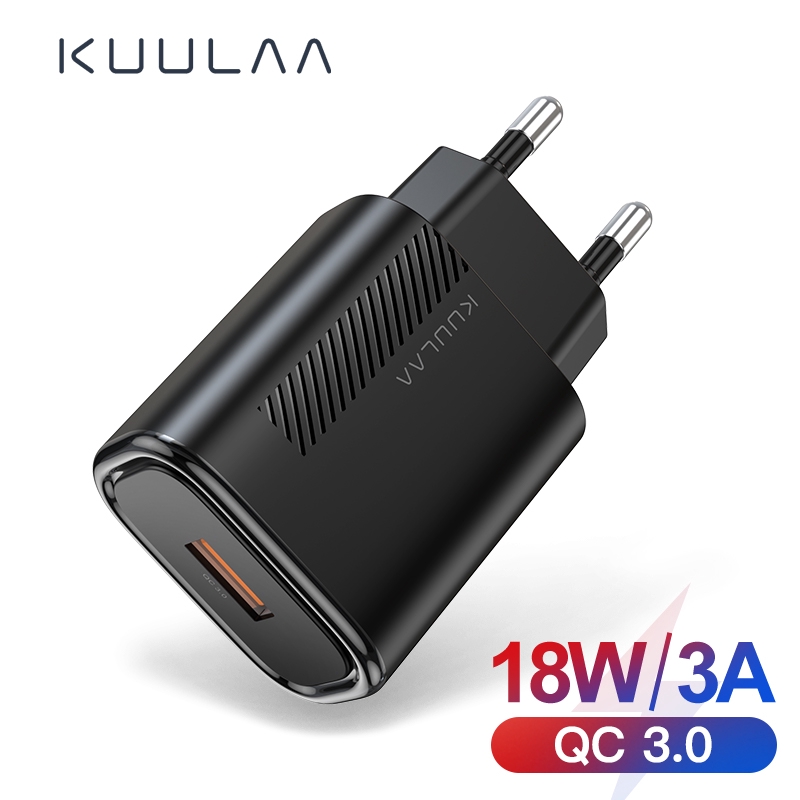 

KUULAA Charger Dinding Quick Charge 3.0 QC 18W USB untuk Handphone QC3.0