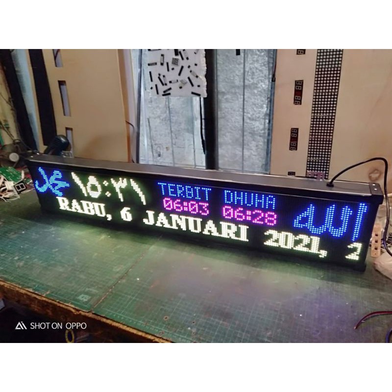 JAM ADZAN JAM WAKTU SHOLAT TEKS BERJALAN RUNNING TEXT 5 WARNA 18 x 98 cm