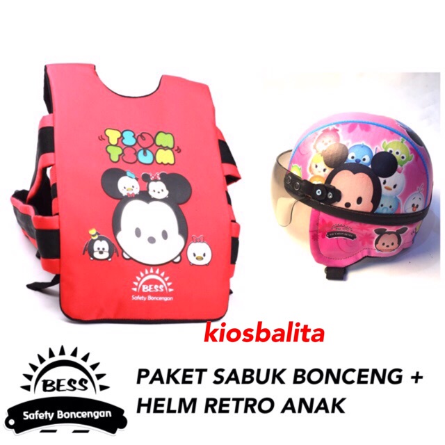 PAKET SABUK BONCENGAN ANAK + HELM RETRO ANAK