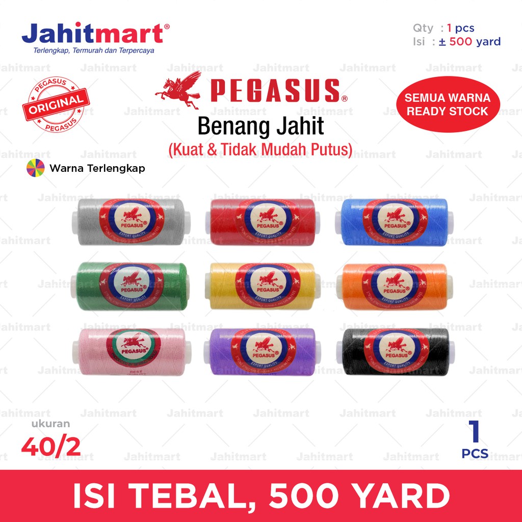 Benang Jahit 500 Yards Pcs - PEGASUS | Shopee Indonesia