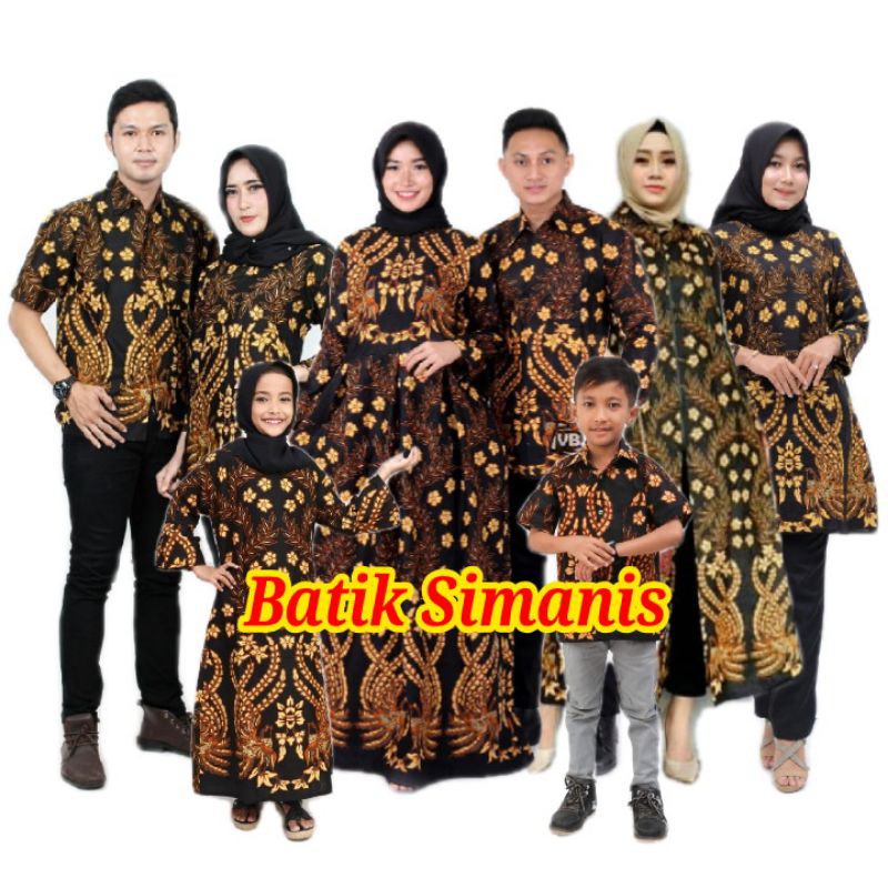 Batik Couple Keluarga Sania Ruffle Ori Ndoro Jowi Dnt Motif Emprit Kuning