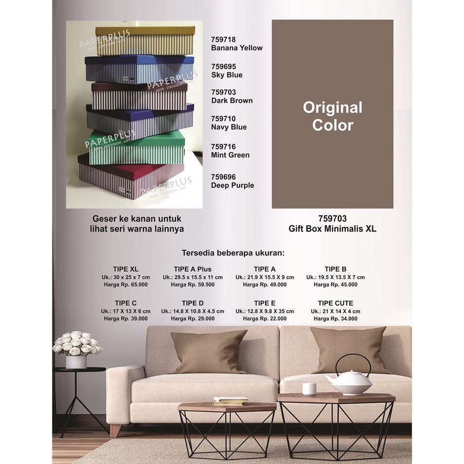 

Kotak kado/Kotak Hadiah/Gift Box Minimalis XL_Garis Spectra Dark Brown