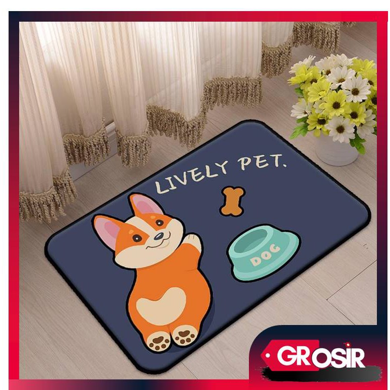 Grosir - H8022  Keset Kamar Mandi Anti Slip Lively Pet 40*60CM / Keset Dapur /  Keset Kaki