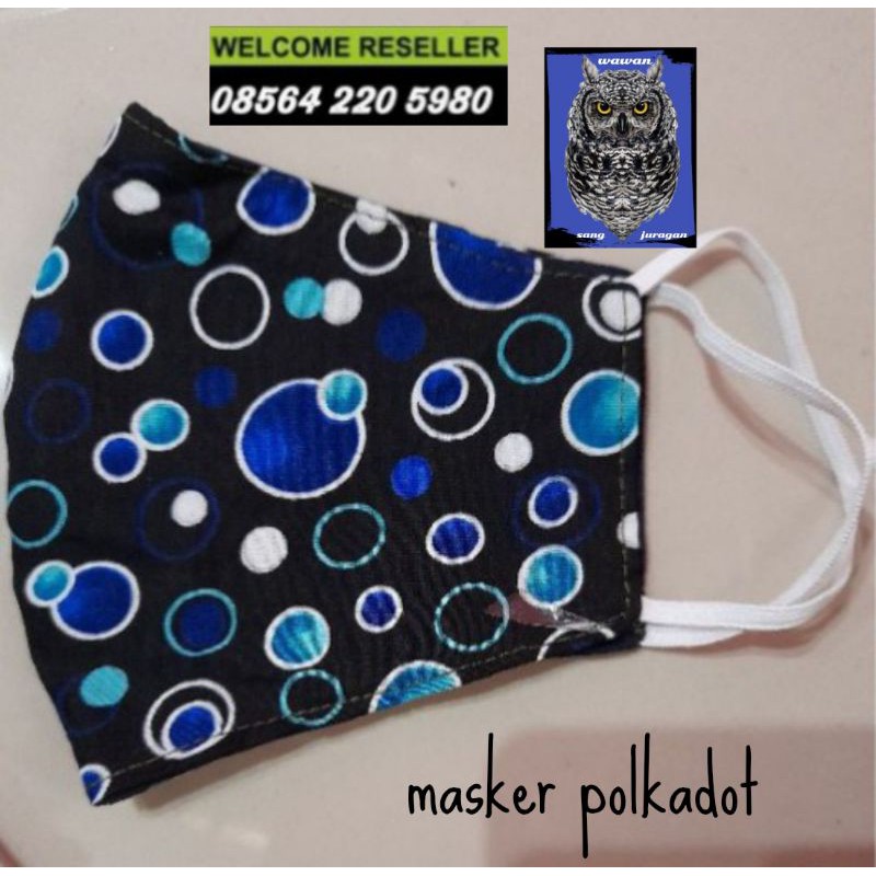 masker kain motif polkadot, masker