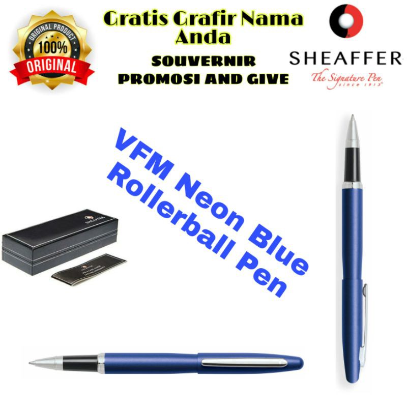 

PULPEN SHEAFFER VFM NEON BLUE ROLLERBALL PEN ORIGINAL GRATIS GRAFIR NAMA ANDA