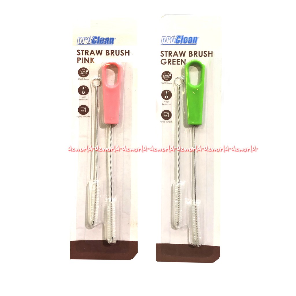 Proclean Straw Brush Pink Green Sikat Sedotan Mini 2pcs Pro Clean